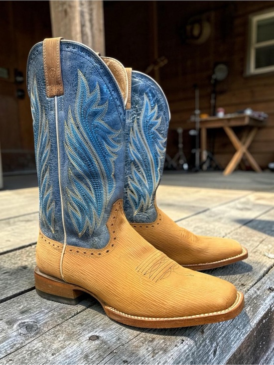 Ariat Western Boots Square Toe Brown Blue Size 11
